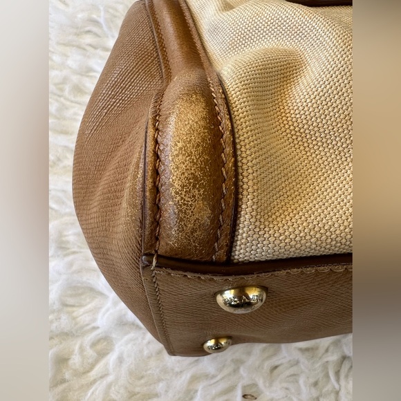 Prada Cuir Frame Convertible Tote Canvas And Saffiano Leather Bag - Picture 10 of 14